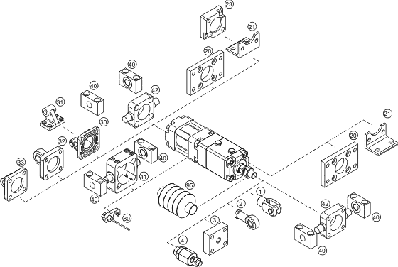 Accessories for double acting cylinder to VDMA 24562, NF E 49003.1 with lock device