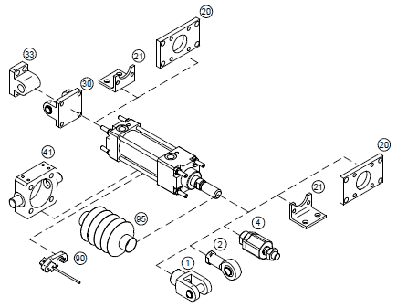 Accessories for double acting cylinder to CNOMO 06.07.02 Accessories for double acting cylinder to CNOMO 06.07.02
