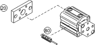 Accessories for double acting short stroke cylinder with guide with slide bearings