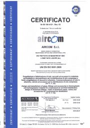 Certifikát ISO 9001:2008 společnosti Aircom S.r.l.