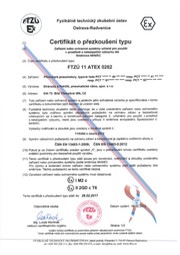 Certifikát přezkoušení typu FTZÚ 11 ATEX 0262 (typ PCT)