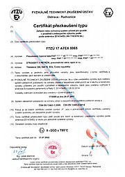 Certifikát přezkoušení typu FTZÚ 17 ATEX 0065 (typ PAP)