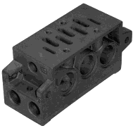 Picture of manifold block with side and bottom ports Picture of manifold block with side and bottom ports
