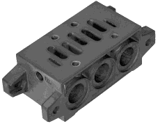 Picture of manifold block VDMA 24345, form C,with bottom ports Picture of manifold block VDMA 24345, form C,with bottom ports