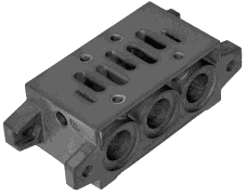 Picture of manifold block VDMA 24345, form C,with bottom ports