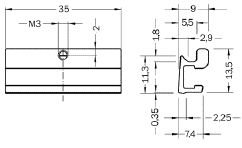 Dimensions of bracket for dovetail groove
