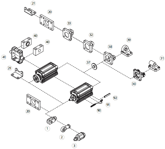 Příslušenství pro pneumatický válec teleskopický, řady RT